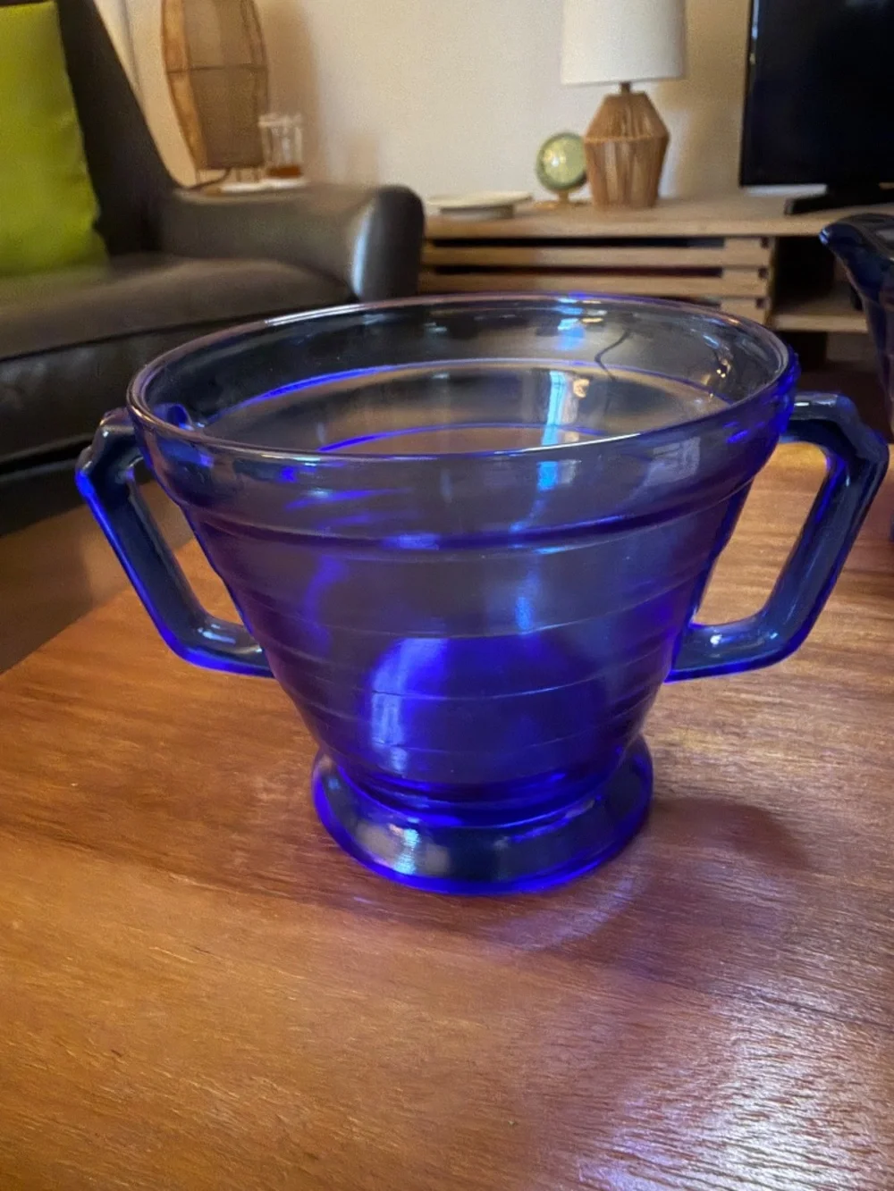 Vintage (1934-42) Hazel-Atlas Moderntone Cobalt Blue Glass Creamer & Sugar Bowl